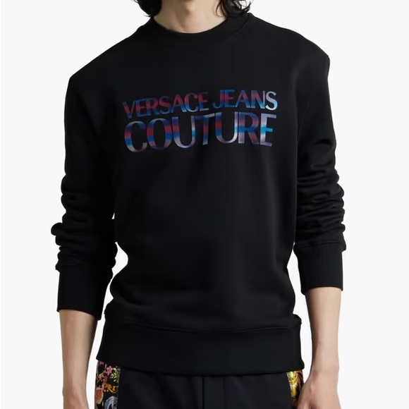 VERSACE JEANS COUTURE Appliquéd French cotton-terry sweatshirt
